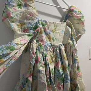 Selkie Floral Puff Sleeve Kids Dress - Multicolor